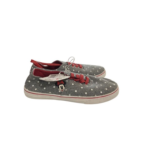 Disney Minnie Mouse women Size 8 Gray Polka Dot Sneakers red sparkle laces NWT - Picture 5 of 9
